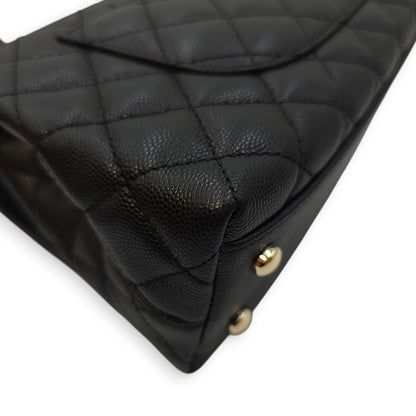 Quilted Coco Handle (23cm) Small Black Crossbody Bag in Caviar Leather, Gold hardware