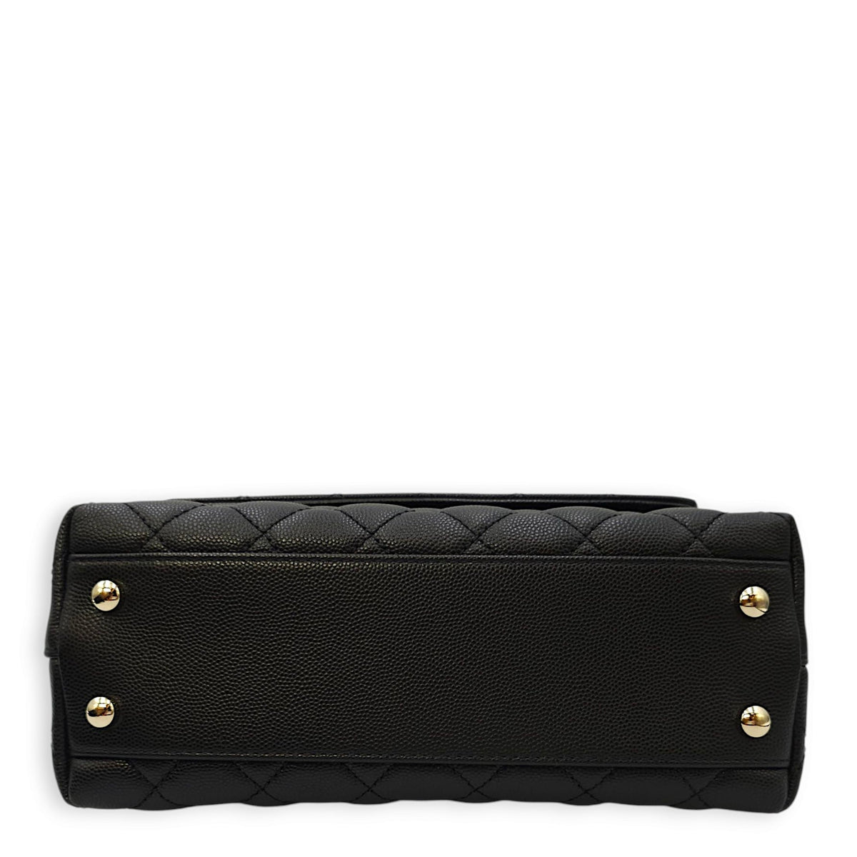 Quilted Coco Handle (23cm) Small Black Crossbody Bag in Caviar Leather, Gold hardware