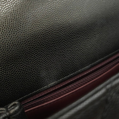 Quilted Coco Handle (23cm) Small Black Crossbody Bag in Caviar Leather, Gold hardware