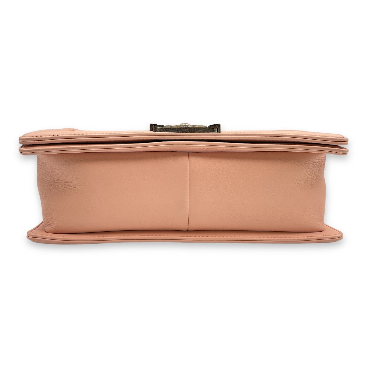 Quilted Boy (25cm) Medium Pink Crossbody Bag in Calfskin, Ruthenium hardware