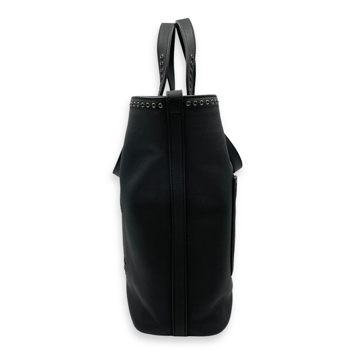 Coco Eyelets Vertical Black Tote Bag in Calfskin, Ruthenium hardware