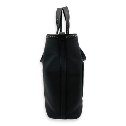 Coco Eyelets Vertical Black Tote Bag in Calfskin, Ruthenium hardware