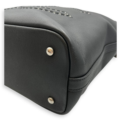 Coco Eyelets Vertical Black Tote Bag in Calfskin, Ruthenium hardware