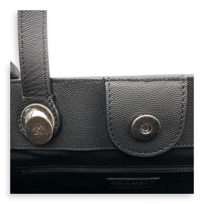 Coco Eyelets Vertical Black Tote Bag in Calfskin, Ruthenium hardware