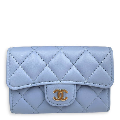 CC Blue  Holder in Lambskin, Gold hardware