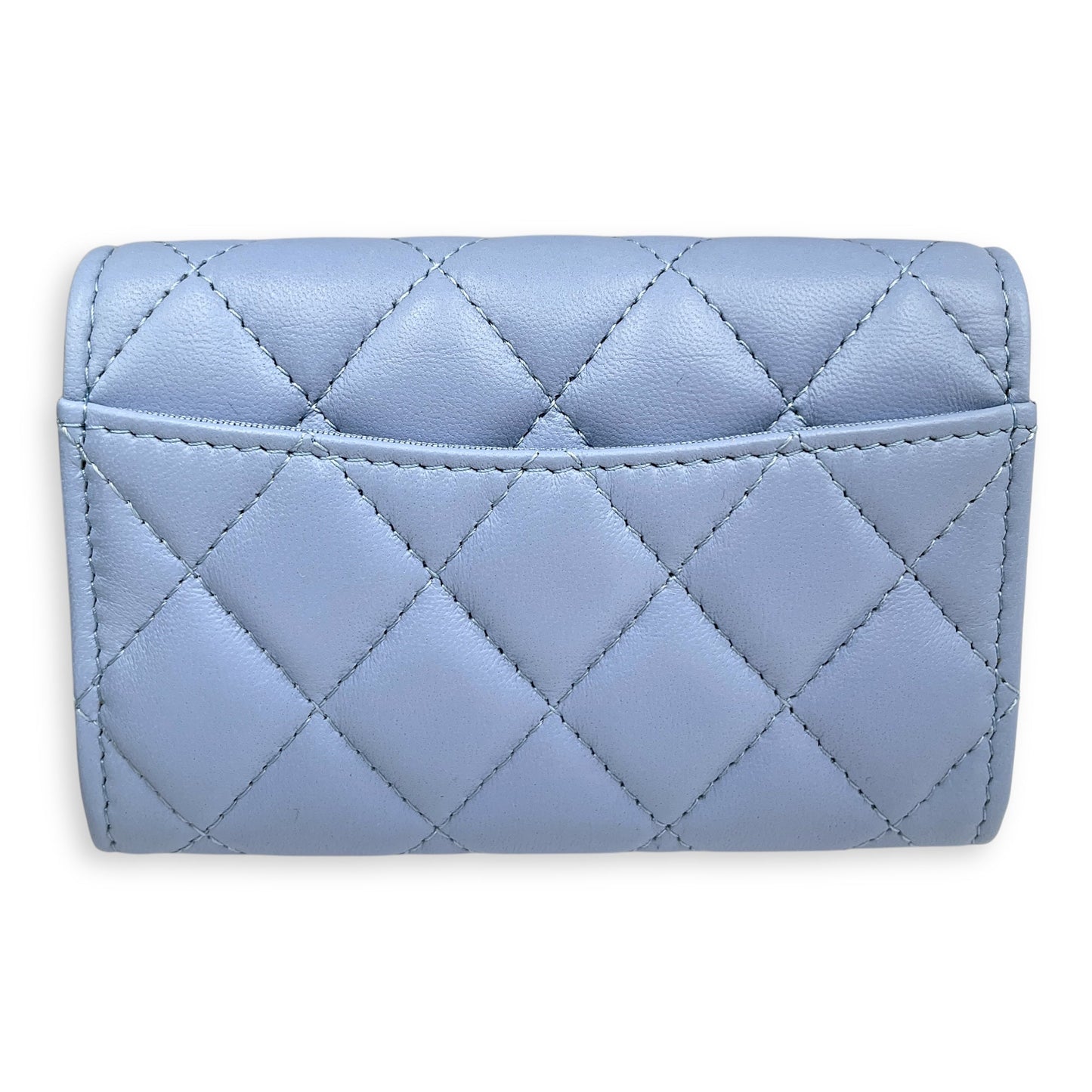CC Blue  Holder in Lambskin, Gold hardware