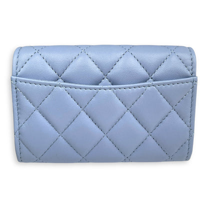 CC Blue  Holder in Lambskin, Gold hardware