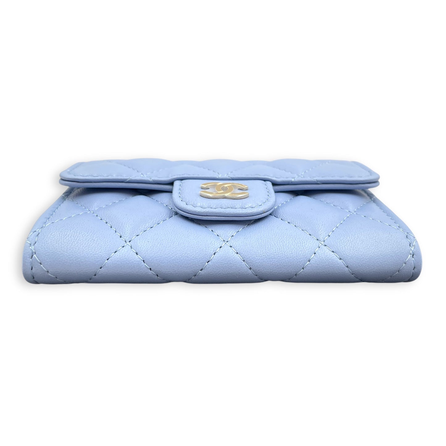 CC Blue  Holder in Lambskin, Gold hardware