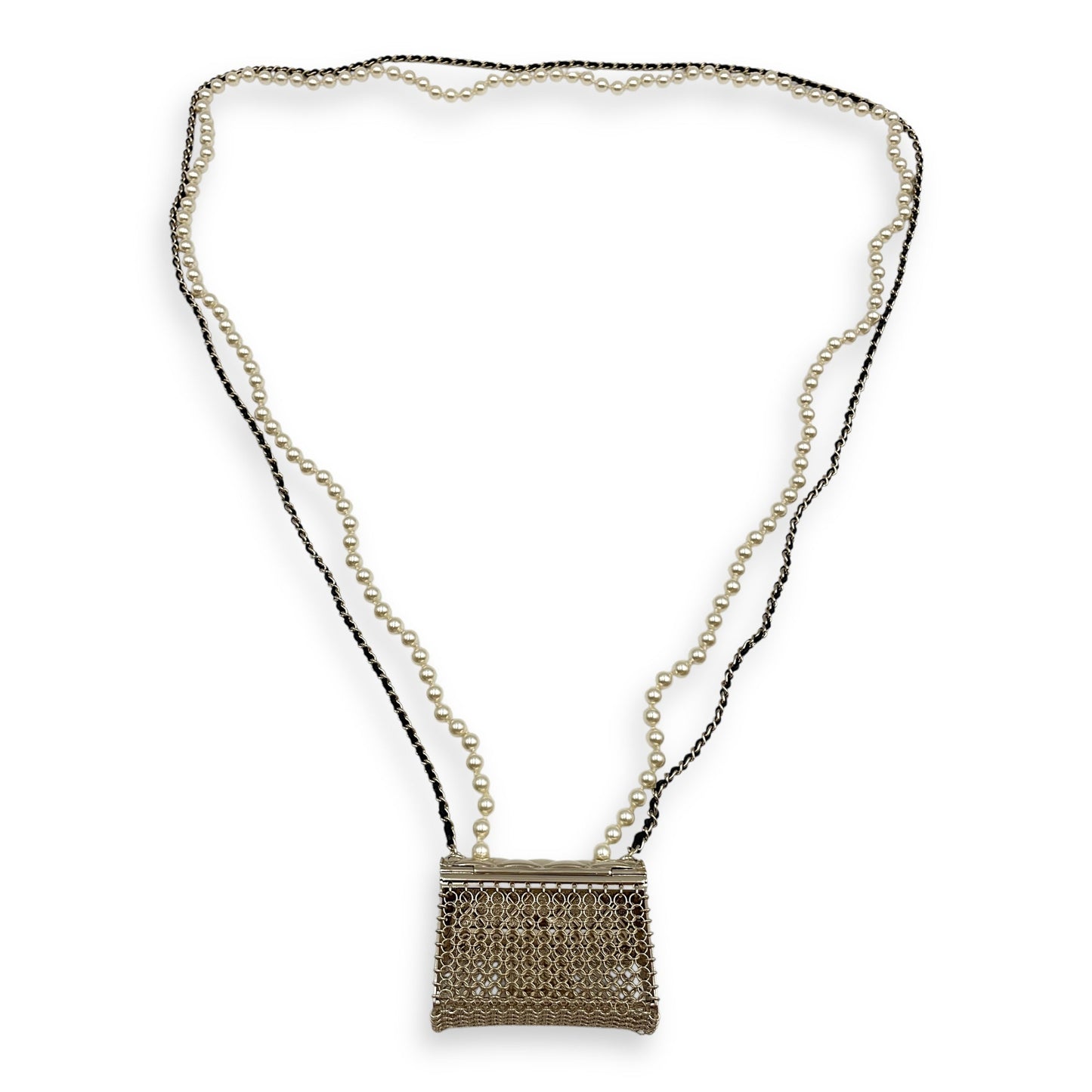 21S Micro Bag & Pearl Long Necklace in Multi-colour