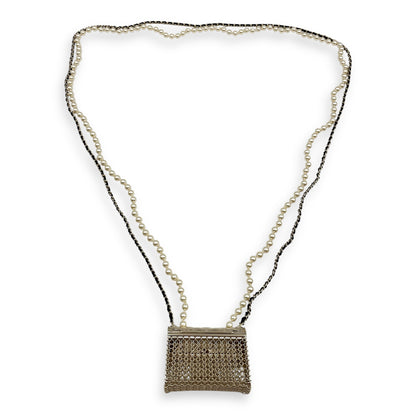 21S Micro Bag & Pearl Long Necklace in Multi-colour