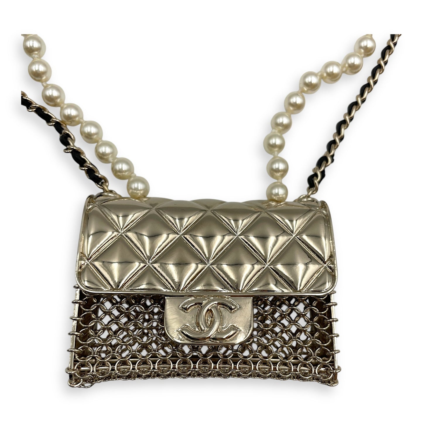 21S Micro Bag & Pearl Long Necklace in Multi-colour