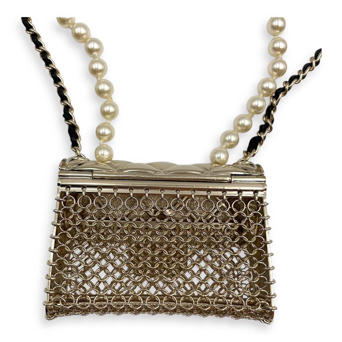 21S Micro Bag & Pearl Long Necklace in Multi-colour