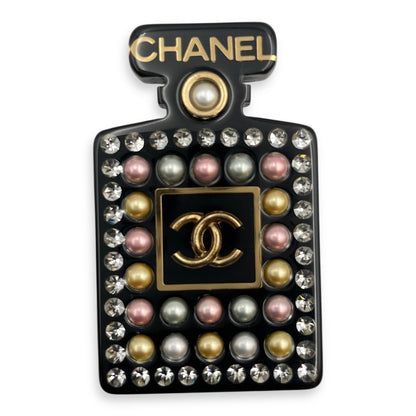 21P Perfume Bottle Multi-colour Brooch in Pearls, Crystals, Resin, Gold hardware