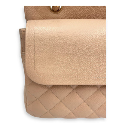 Medium Classic 27 Beige Shoulder Bag in Caviar, Gold hardware