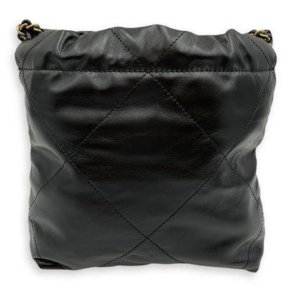 Mini 22 Black Crossbody Bag in Calfskin, Gold hardware