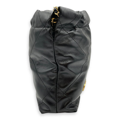 Mini 22 Black Crossbody Bag in Calfskin, Gold hardware
