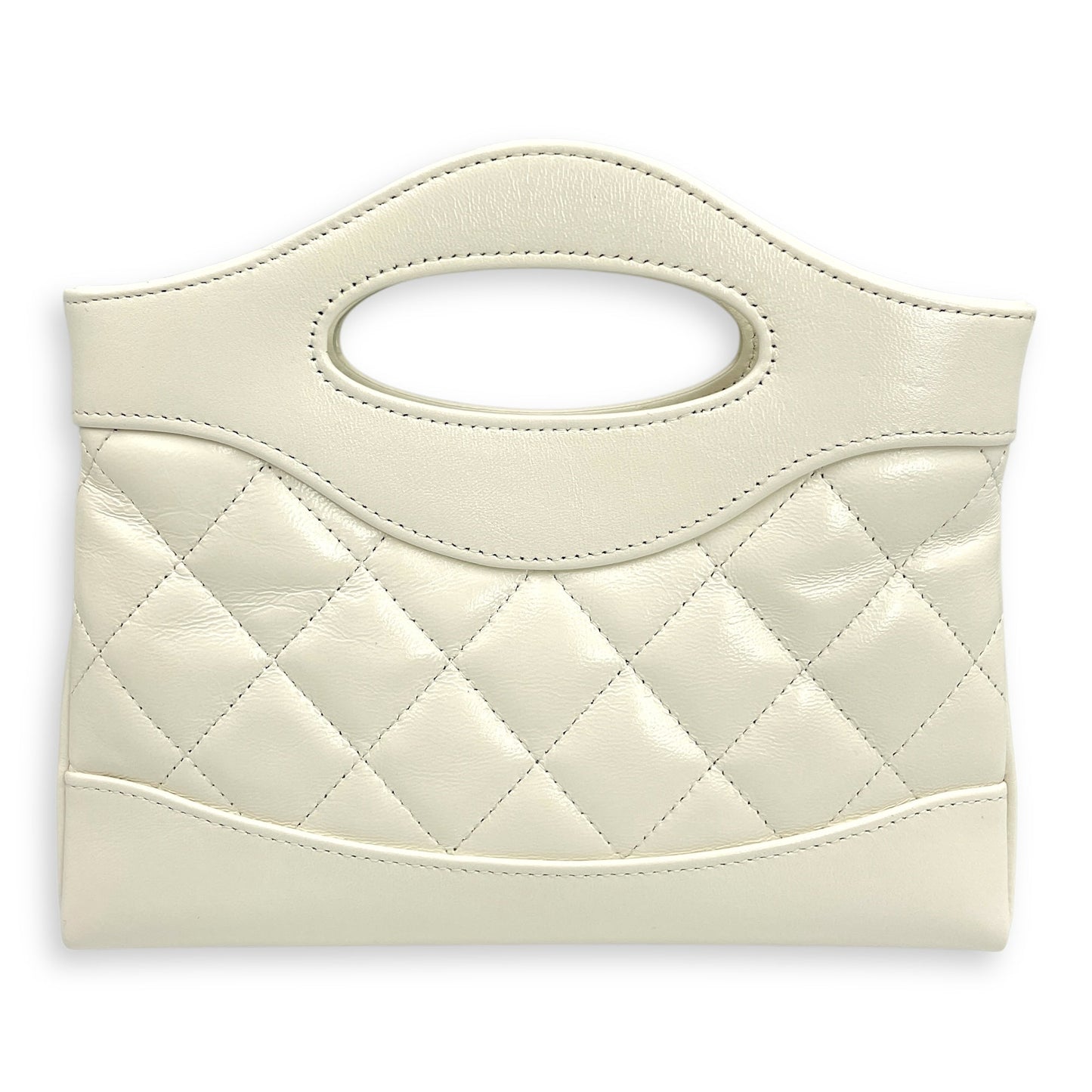 31 Leather Clutch 20 White Crossbody Bag in Calfskin, Gold hardware