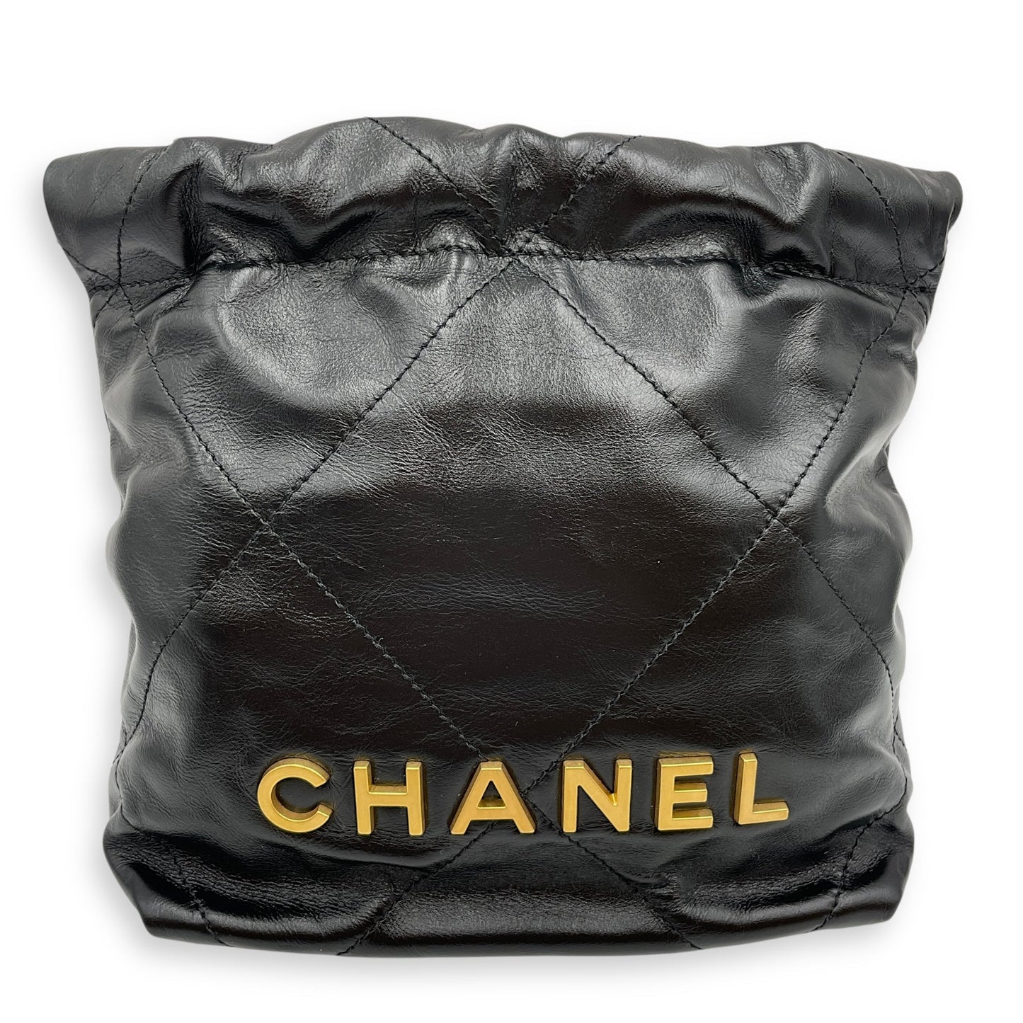 Mini 22 Black Crossbody Bag in Calfskin, Gold hardware