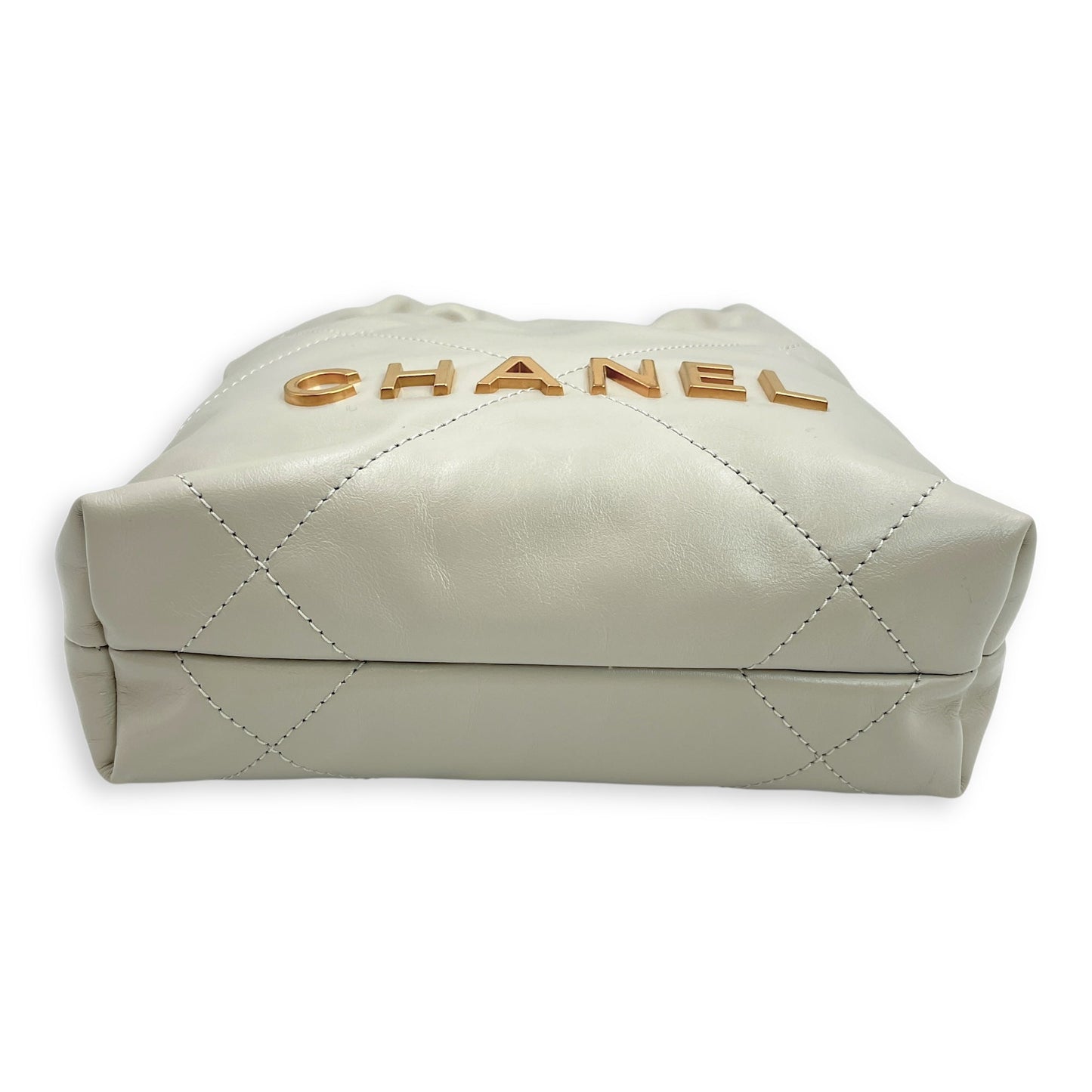 Mini 22 Grey Crossbody Bag in Calfskin, Gold hardware