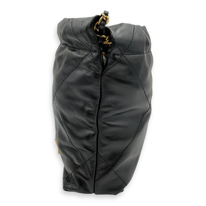 Mini 22 Black Crossbody Bag in Calfskin, Gold hardware