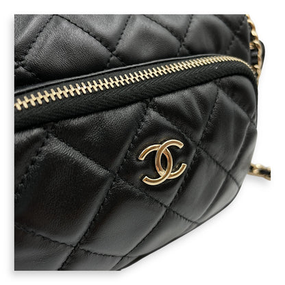 Camera Small Black Shoulder Bag in Lambskin, Gold hardware