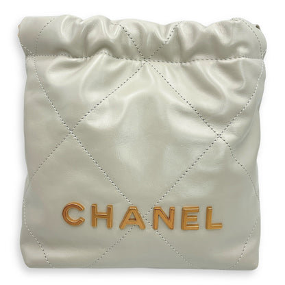 Mini 22 Grey Crossbody Bag in Calfskin, Gold hardware