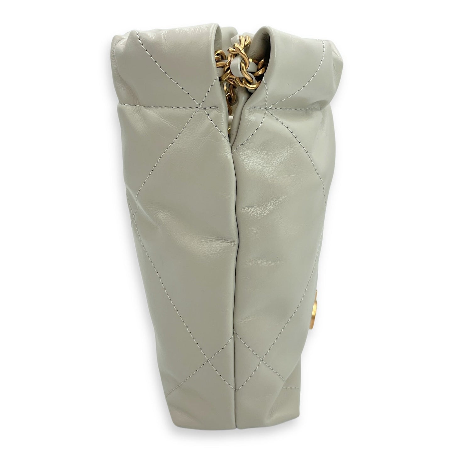 Mini 22 Grey Crossbody Bag in Calfskin, Gold hardware