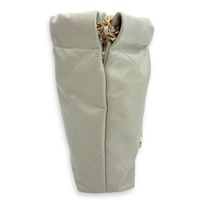 Mini 22 Grey Crossbody Bag in Calfskin, Gold hardware