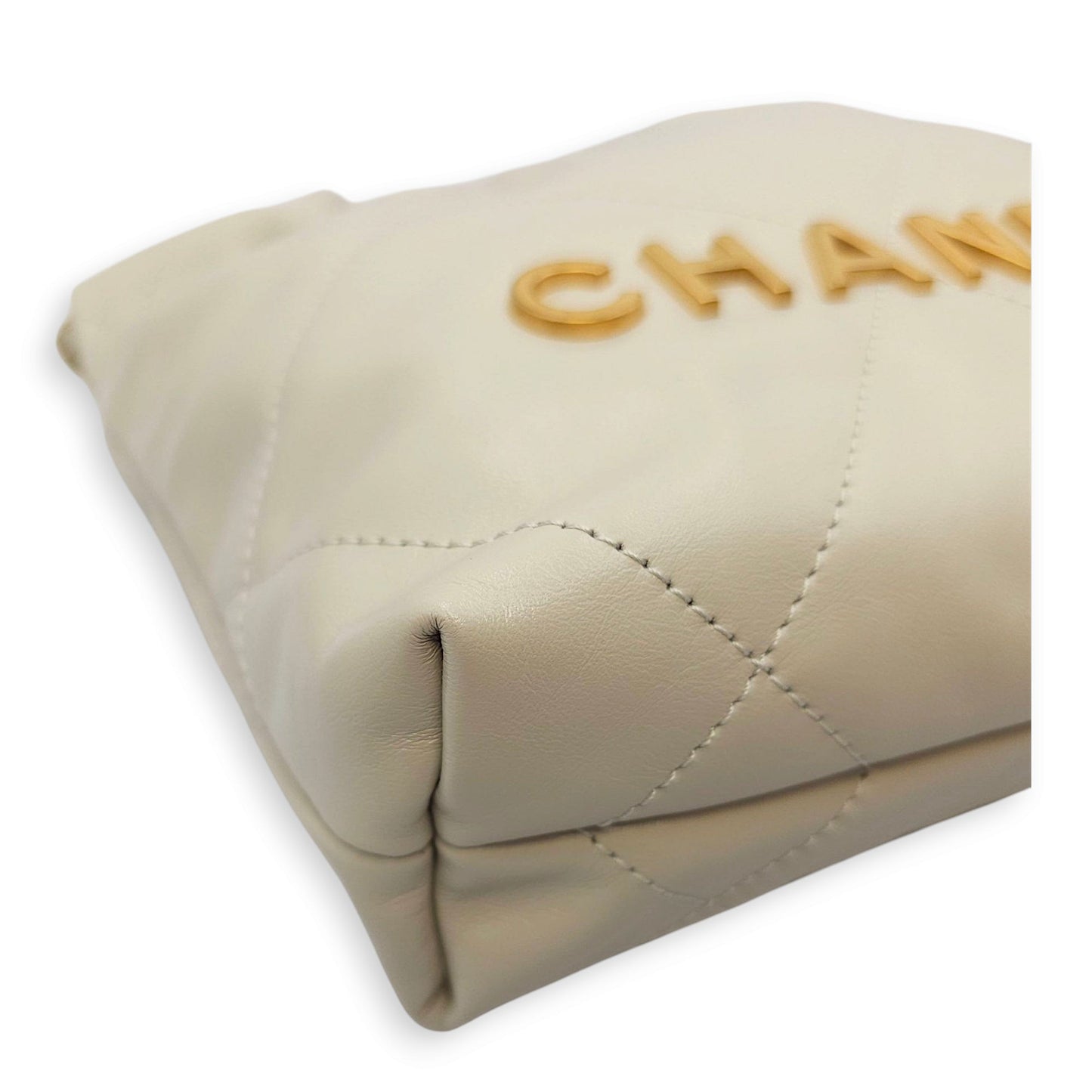 Mini 22 Grey Crossbody Bag in Calfskin, Gold hardware