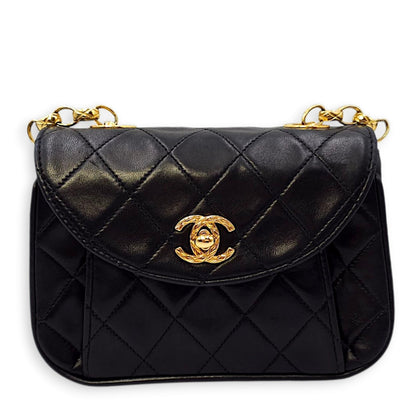 Vintage Flap with Bijoux Chain 17x11x5.5cm Black Crossbody Bag in Lambskin, Gold hardware