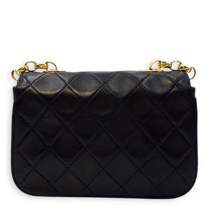 Vintage Flap with Bijoux Chain 17x11x5.5cm Black Crossbody Bag in Lambskin, Gold hardware