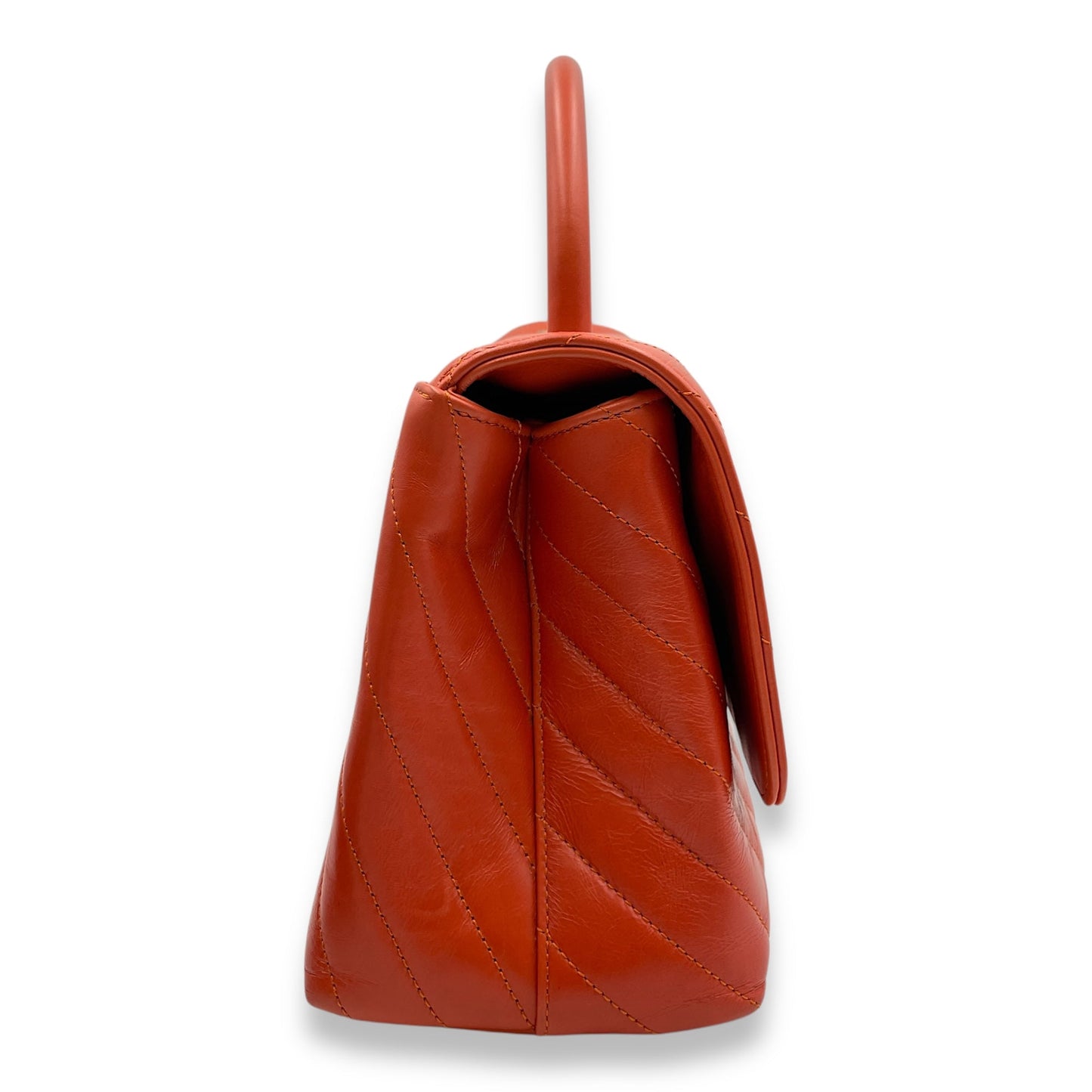 Chevron Coco Handle (28cm) Medium Orange Shoulder Bag in Calfskin, Gold hardware