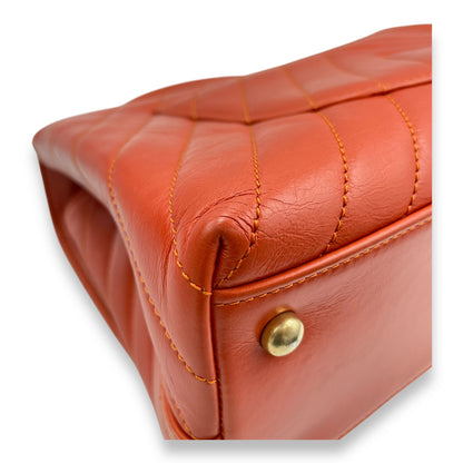 Chevron Coco Handle (28cm) Medium Orange Shoulder Bag in Calfskin, Gold hardware