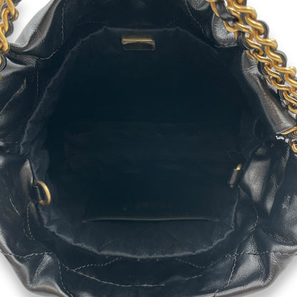 22 Tote Mini Black Crossbody Bag in Shiny Calf, Gold hardware