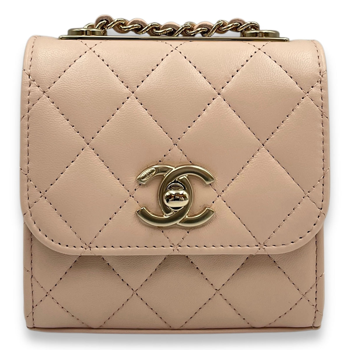 Trendy CC MIni Pastel Pink Vanity Bag in Lambskin, Gold hardware