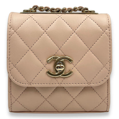 Trendy CC MIni Pastel Pink Vanity Bag in Lambskin, Gold hardware