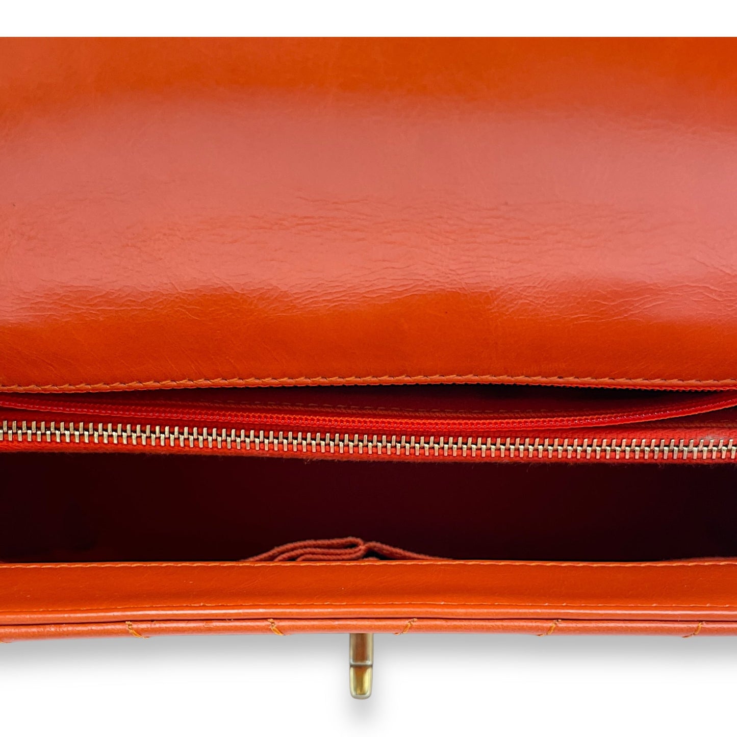 Chevron Coco Handle (28cm) Medium Orange Shoulder Bag in Calfskin, Gold hardware