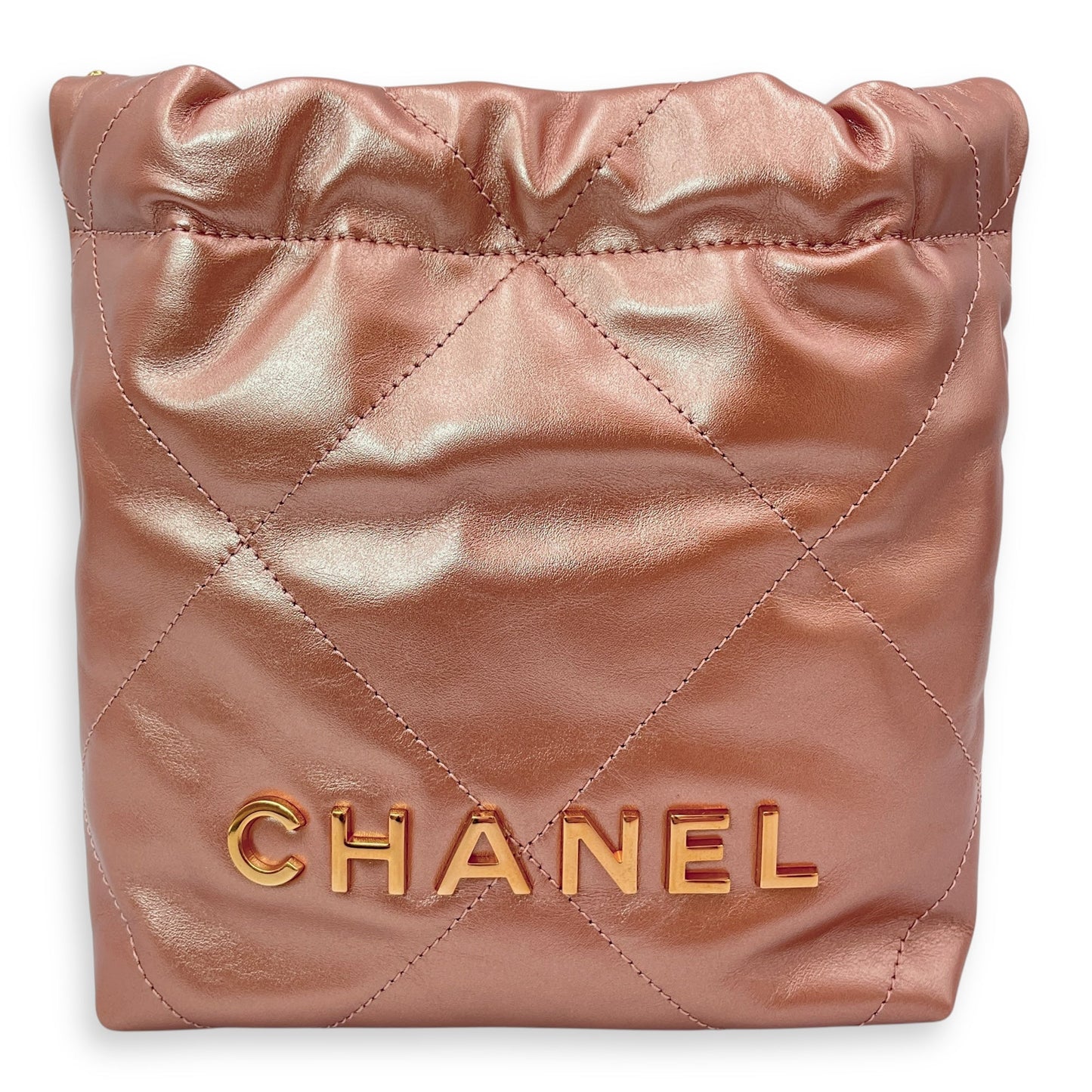 22 Tote 20 Pink Crossbody Bag in Metallic, Rose Gold hardware