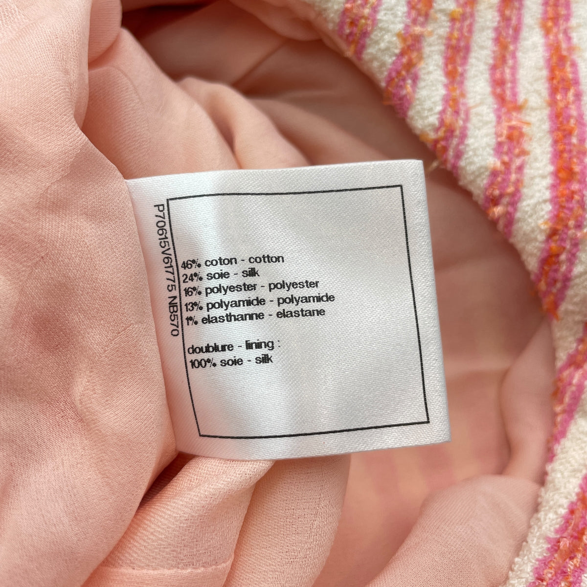 Striped Glitter 34 Pink and Beige Mid-length Dress in Cotton, Polyester, Polyamide, Elastane, Silk, Gold hardware