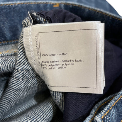 22B 36 Blue Quilted Print Skinny Jeans in Cotton, Polyester, Gold hardware