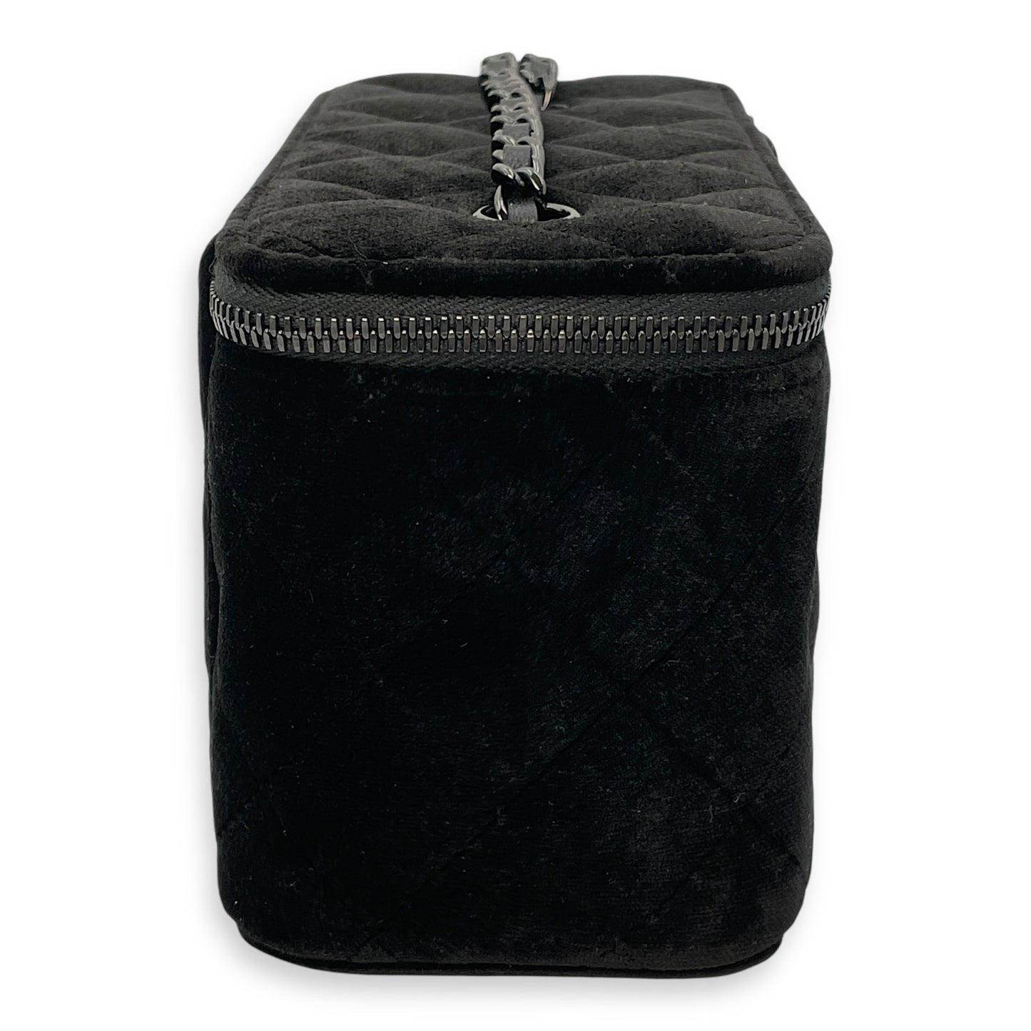 Vanity Black Crossbody Bag in Velvet, Silver hardware