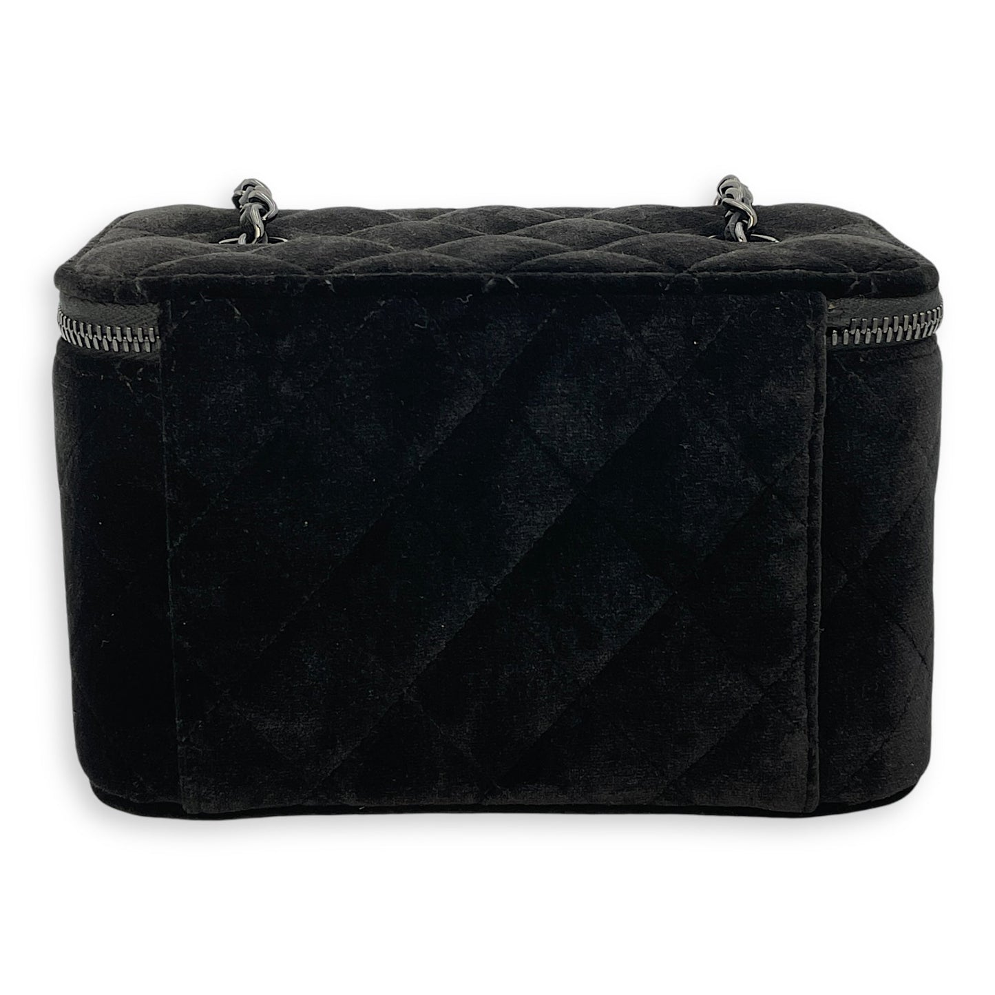 Vanity Black Crossbody Bag in Velvet, Silver hardware