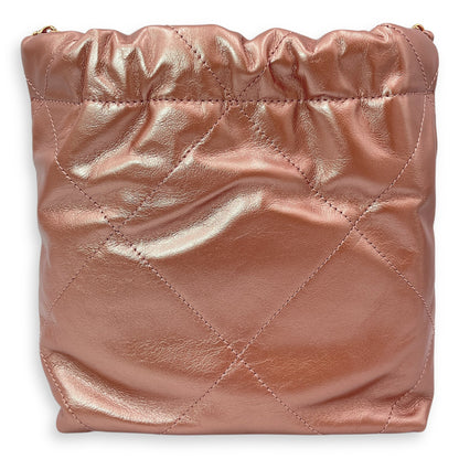 22 Tote 20 Pink Crossbody Bag in Metallic, Rose Gold hardware