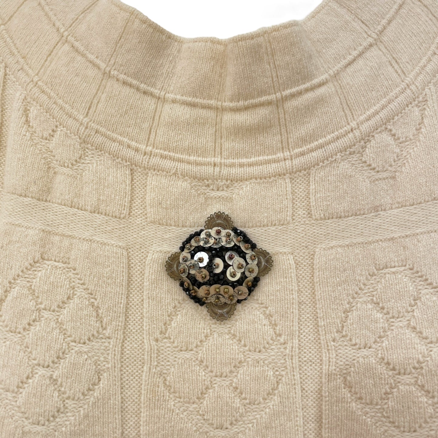 Camellia Print 34 Cream Dress in Wool
