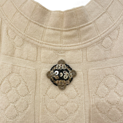 Camellia Print 34 Cream Dress in Wool