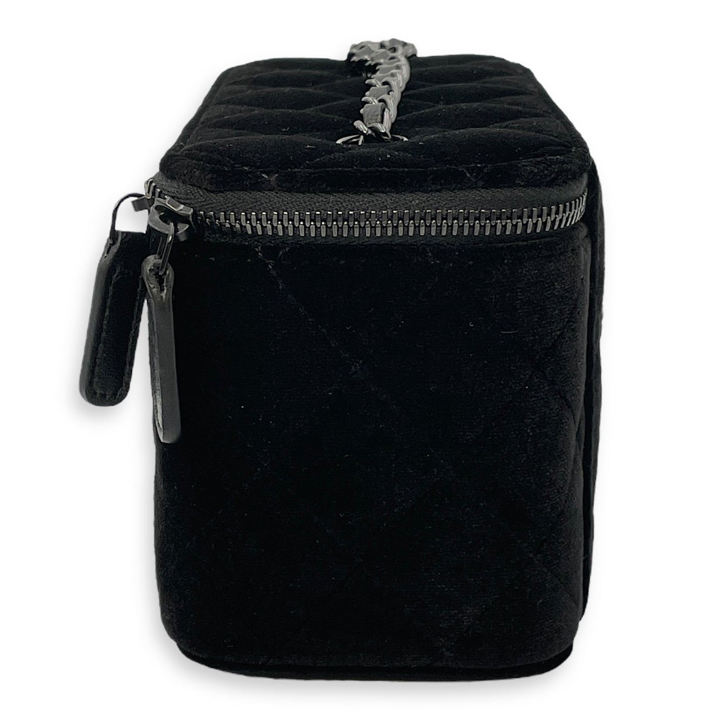 Vanity Black Crossbody Bag in Velvet, Silver hardware