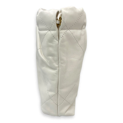 22 Mini Tote 20 White Crossbody Bag in Calfskin, Gold hardware