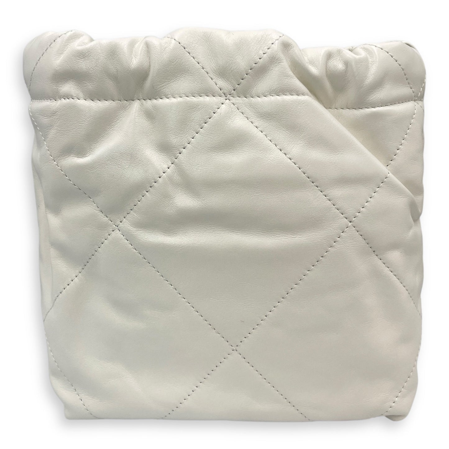 22 Mini Tote 20 White Crossbody Bag in Calfskin, Gold hardware