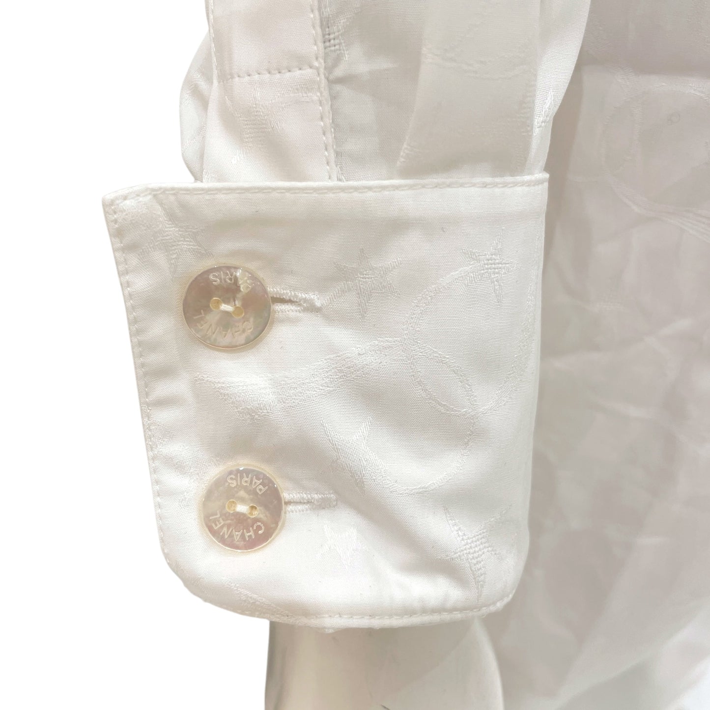 Logo & Star Print Pearl Button 34 White Shirt in Cotton