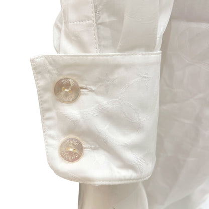 Logo & Star Print Pearl Button 34 White Shirt in Cotton
